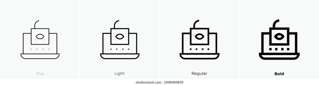 ícone de privacidade on-line. Design fino, leve, regular e negrito, isolado no fundo branco