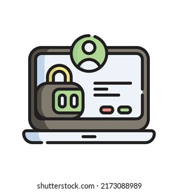 Online Privacy Icon Vector Illustration. Flat Outline Cartoon. Cyber Security Icon Concept Isolated Premium Vector