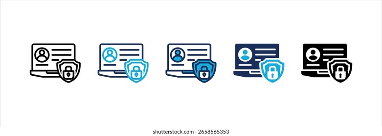 Conjunto de iconos de estilo múltiple de privacidad en línea