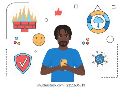Online privacy and protection personal integrity data. Process of safeguarding and antiviruses digital system