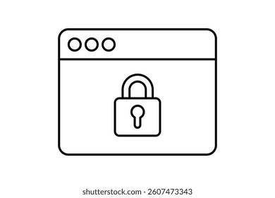 Online Privacy Symbol Vector, cybersecurity padlock icon, secure server lock symbol, padlock on web icon, secure website vector icon