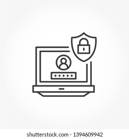 Online privacy vector out line icon
