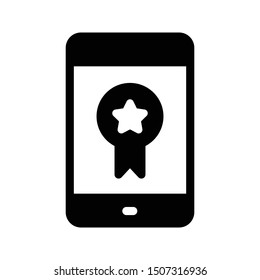 online prize glyph flat vector icon