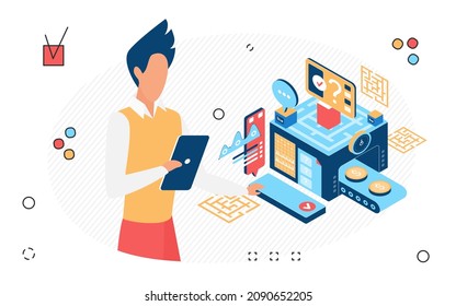 Online product and services store purchasing application. Electronic retail shopping stages platform
