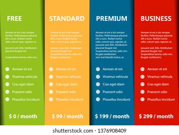 Online Product and Services template with comparsion squares variation - Vector
