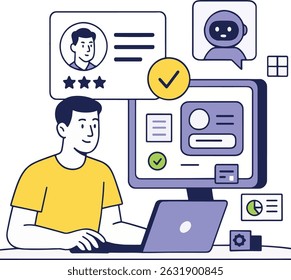 Ilustración vectorial de Perfil en línea sobre fondo blanco