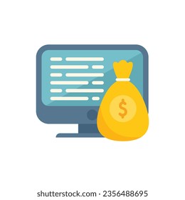 Icono de ganancias en línea vector plano. Estrategia de monetización. Aislado en los medios sociales
