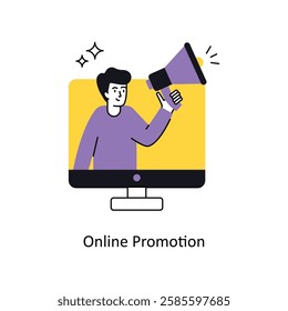 Online Promotion Concept vector illustration.  isolated on white Background. 
