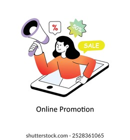 Ilustración vectorial de diseño de estilo plano de gradiente de promoción en línea. Ilustración de stock