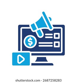 Icono de promoción en línea Ilustración vectorial mixta
