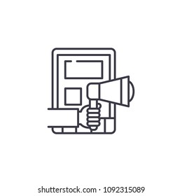 Online promotion linear icon concept. Online promotion line vector sign, symbol, illustration.