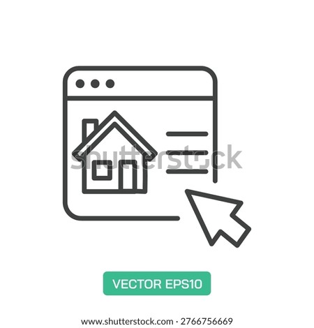 Online Property Portal icon. Thin line icon vector