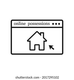 Online property, real estate, home loan business concept, rent, purchase. Vector illustration.