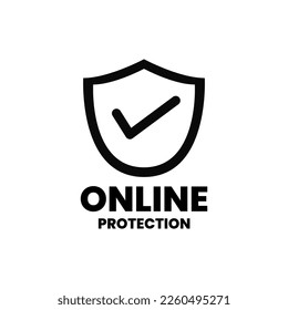 Online protection icon label design vector