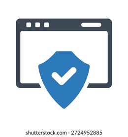 Icono de protección en línea. Vector y glifo