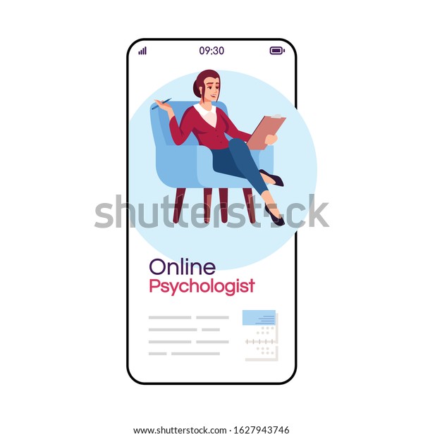 Online Psychologist Cartoon Smartphone Vector App Screen Psychology 
