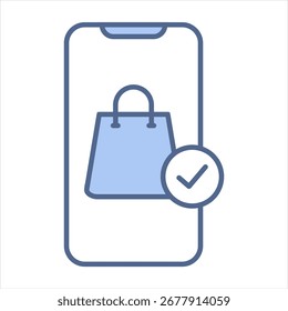 Ilustração de vetor de ícone azul de compra online