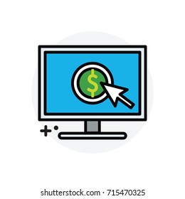 Online purchase concept Isolated Line Vector Illustration editable Icon