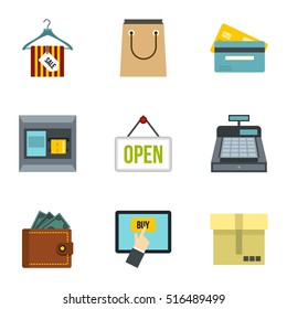 Online purchase icons set. Flat illustration of 9 online purchase vector icons for web