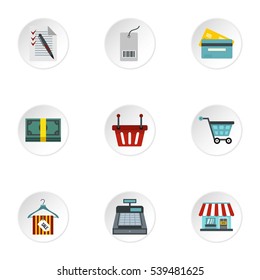 Online purchase icons set. Flat illustration of 9 online purchase vector icons for web