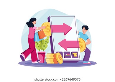 Online Purchase Illustration concept on white background