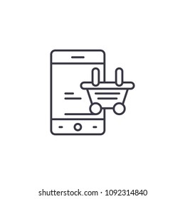 Online purchase linear icon concept. Online purchase line vector sign, symbol, illustration.