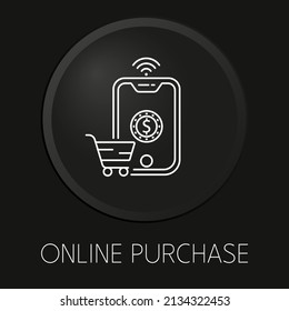 Compra en línea un icono mínimo de línea vectorial en el botón 3D aislado en el fondo negro. Vector Premium.
