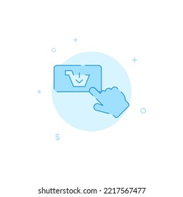 Icono de vector del teléfono de compra en línea. Ilustración plana. Estilo de línea relleno. Diseño monocromo azul. Trazo editable. Ajustar el peso de la línea.