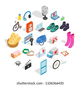 Online purchases icons set. Isometric set of 25 online purchases vector icons for web isolated on white background