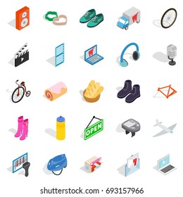 Online purchases icons set. Isometric set of 25 online purchases vector icons for web isolated on white background