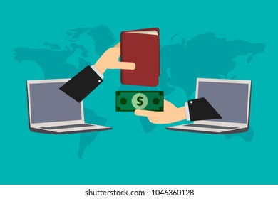 Online purchases, the user acquires a digital book when paying with a cash deposit