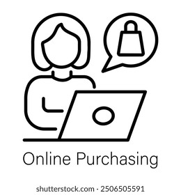 Icono de compra en línea en estilo lineal