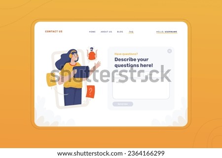 Online question consultation illustration on landing page template
