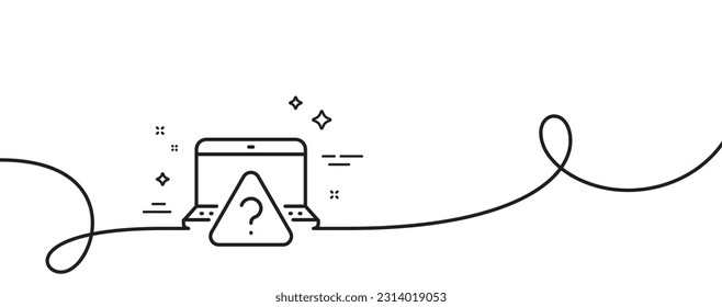 Online question line icon. Continuous one line with curl. Quiz sign. Outsource support symbol. Online question single outline ribbon. Loop curve pattern. Vector