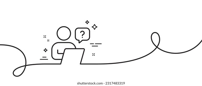 Online question line icon. Continuous one line with curl. Ask help sign. Outsource support symbol. Online question single outline ribbon. Loop curve pattern. Vector