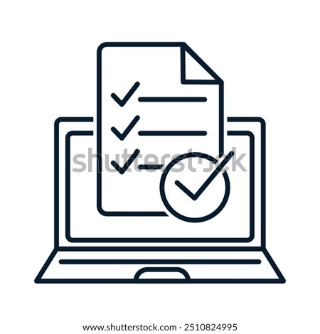 Online questionnaire approval concept. Vector linear icon isolated on white background.
