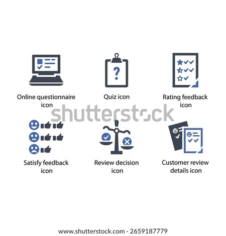 Online questionnaire, Quiz, Rating feedback, Satisfy feedback, Review decision, Customer review, icon