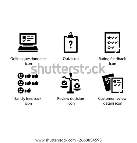 Online questionnaire, Quiz, Rating feedback, Satisfy feedback, Review decision, Customer review, icon