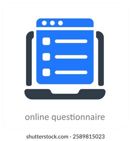 Online Questionnaire and survey icon concept