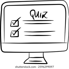 Online Quiz Concept: Computer Screen with Checklist