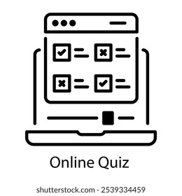 Online quiz icon in linear style
