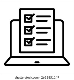 Online Quiz Line Icon Vector Illustration
