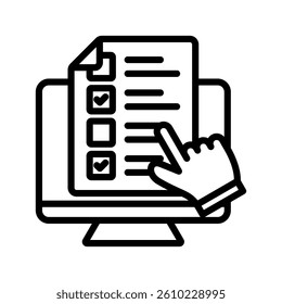 Online Quiz Line Vector Illustration On White Background.