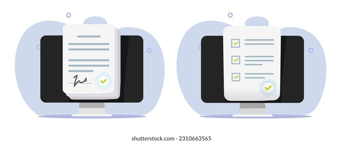 Online quiz test digital electronic signature vector icon, virtual check list exam survey from graphic illustration, legal terms contract agreement certificate, expertise audit checklist image clipart