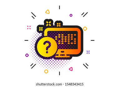 Online quiz test sign. Halftone circles pattern. Question mark icon. Classic flat online quiz icon. Vector