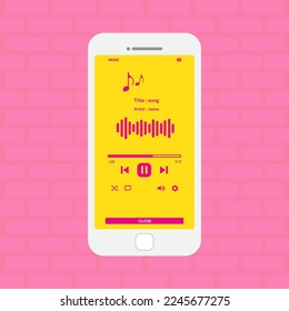 online radio Music streaming service concept with smartphone, headphones and playlists. vector audio player and online broadcasting internet media device.