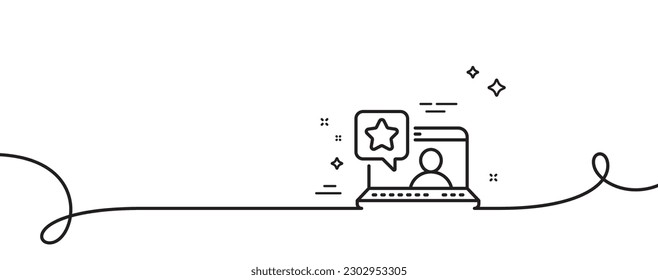 Icono de línea de calificación en línea. Una línea continua con curl. Mejor signo de clasificación. Símbolo de red social. Banda de resumen único de clasificación en línea. Patrón de curva de bucle. Vector