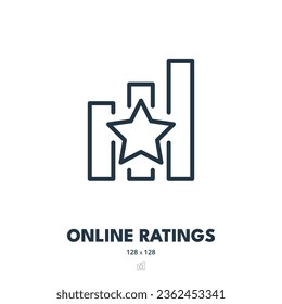 Online Ratings Icon. Reviews, Feedback, Reputation. Editable Stroke. Simple Vector Icon