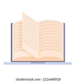 Online reading book icon cartoon vector. Computer test. Form quiz