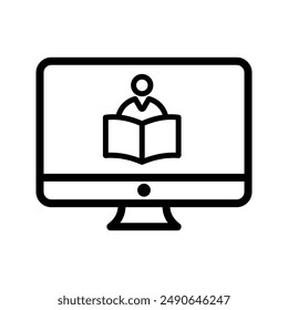 online reading book, screen icon vector image color editable